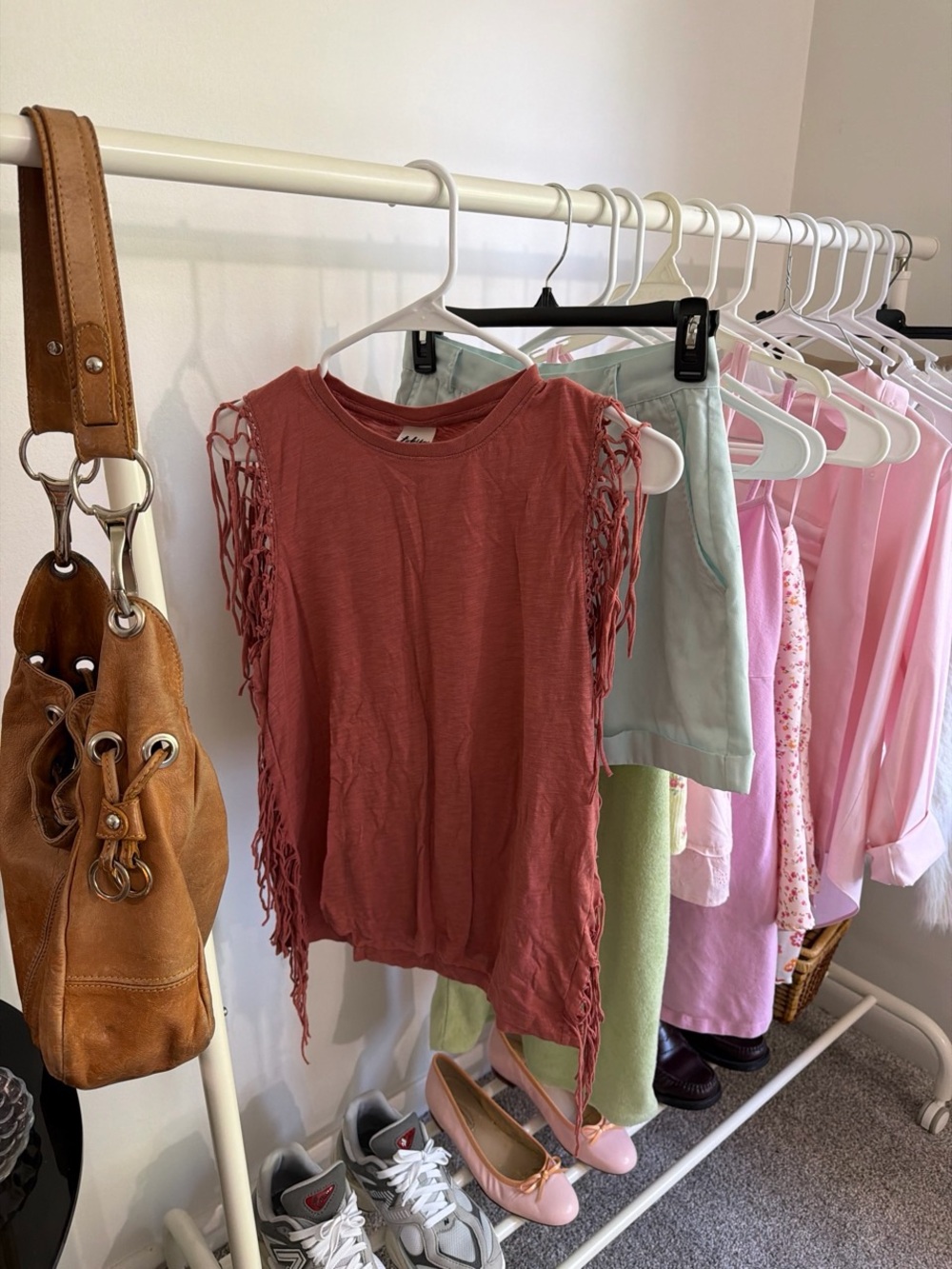 tokyo Darling Sleeveless Fringe Tank Top - Dusty Rose